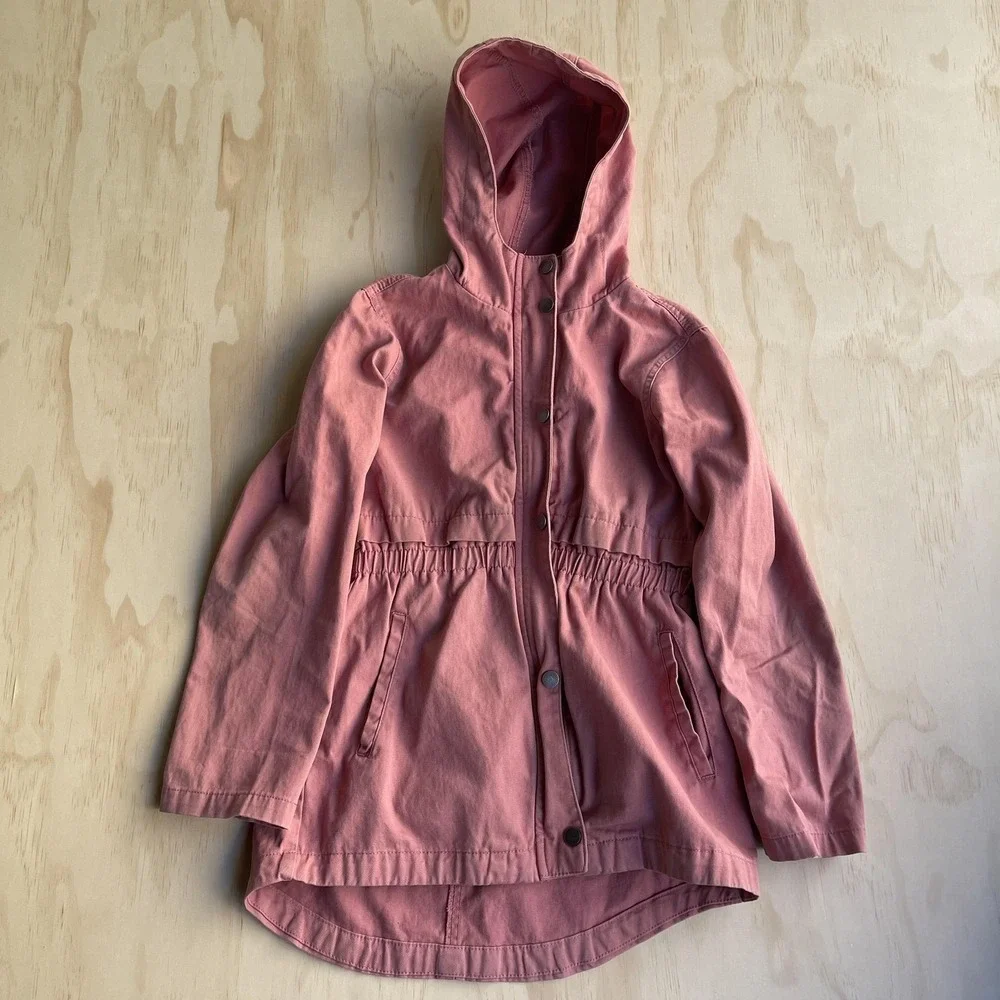 C&C California Coat Girls 10 Pink‎ Hooded Lightweight Twill Parka Jacket